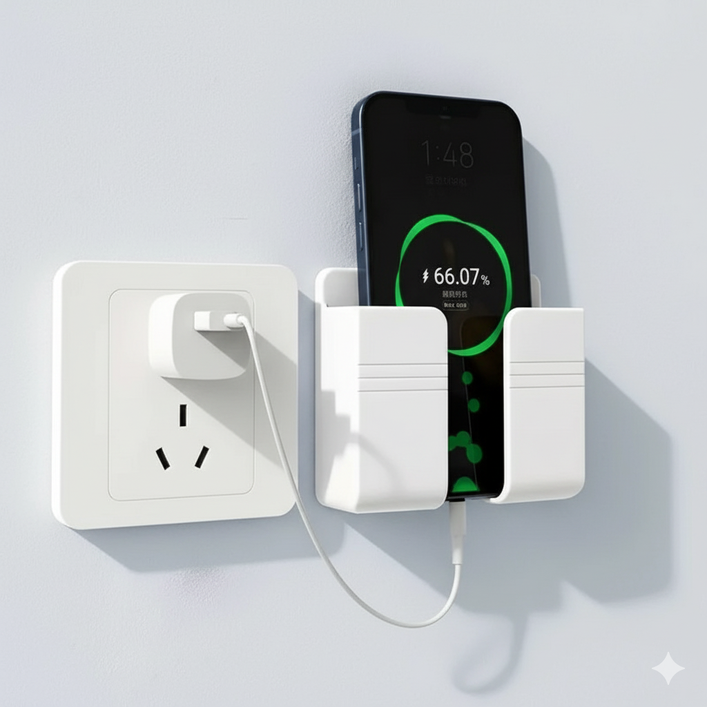 Wall Mounted Mobile Holder With Adhesive Strips