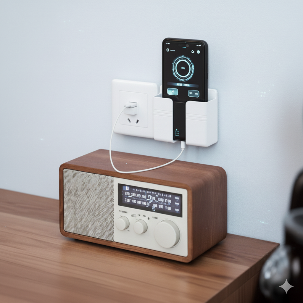 Wall Mounted Mobile Holder With Adhesive Strips