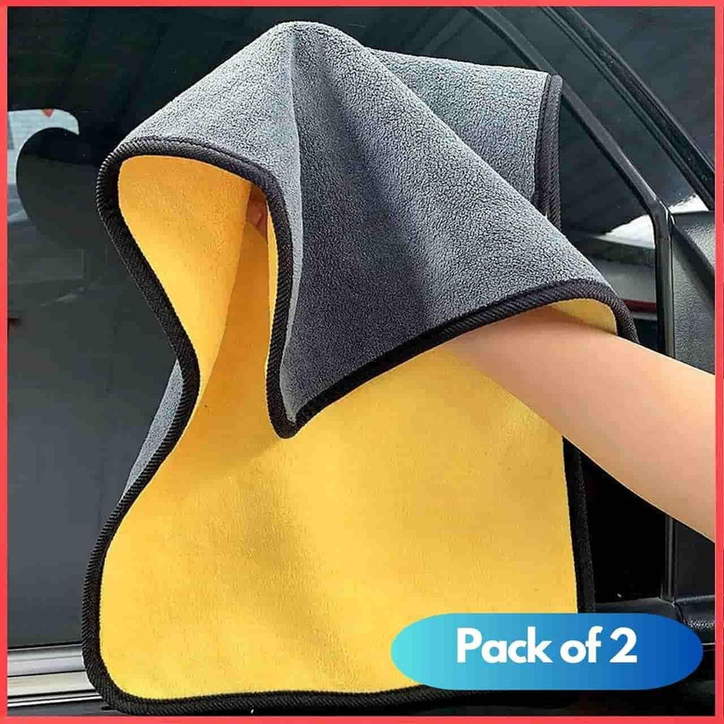 Double-Sided Microfiber Car Cleaning Towels – Ultra Absorbent & Scratch-Free (2 Pcs Set)