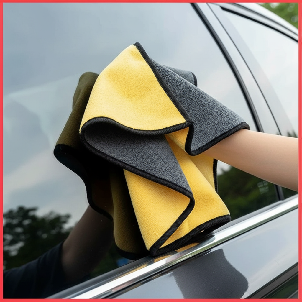 Double-Sided Microfiber Car Cleaning Towels – Ultra Absorbent & Scratch-Free (2 Pcs Set)
