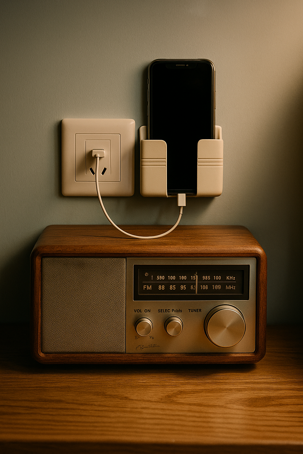 Wall Mounted Mobile Holder With Adhesive Strips