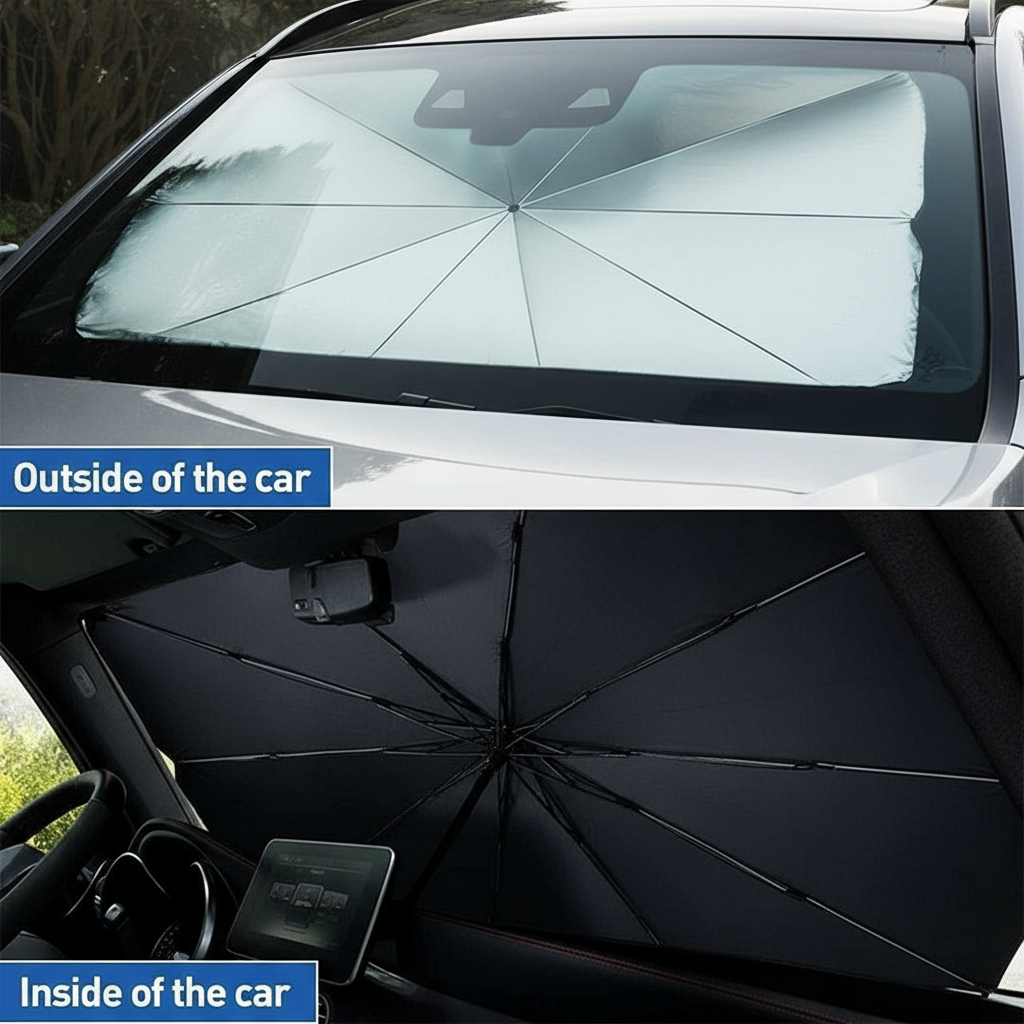 Car Front Window Sun Shade Umbrella – Anti-UV, Foldable, Easy Storage Design