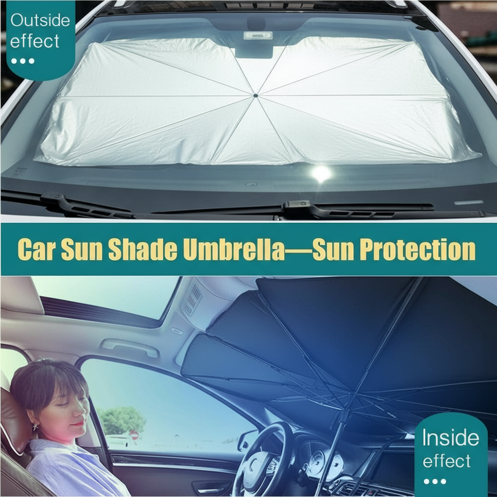 Car Front Window Sun Shade Umbrella – Anti-UV, Foldable, Easy Storage Design