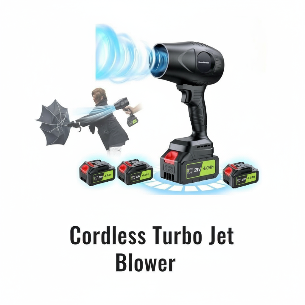 Cordless Electric Turbo Jet Blower – Rechargeable, Lightweight & Powerful Air Gun