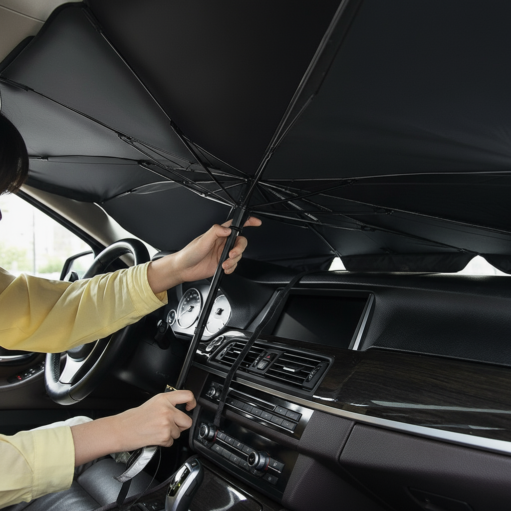 Car Front Window Sun Shade Umbrella – Anti-UV, Foldable, Easy Storage Design