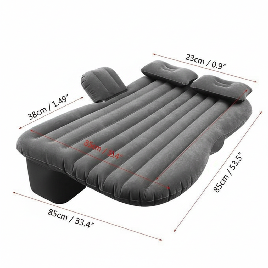 Car Travel Bed Mattress with 2 Inflatable Air Pillows – Portable & Comfortable
