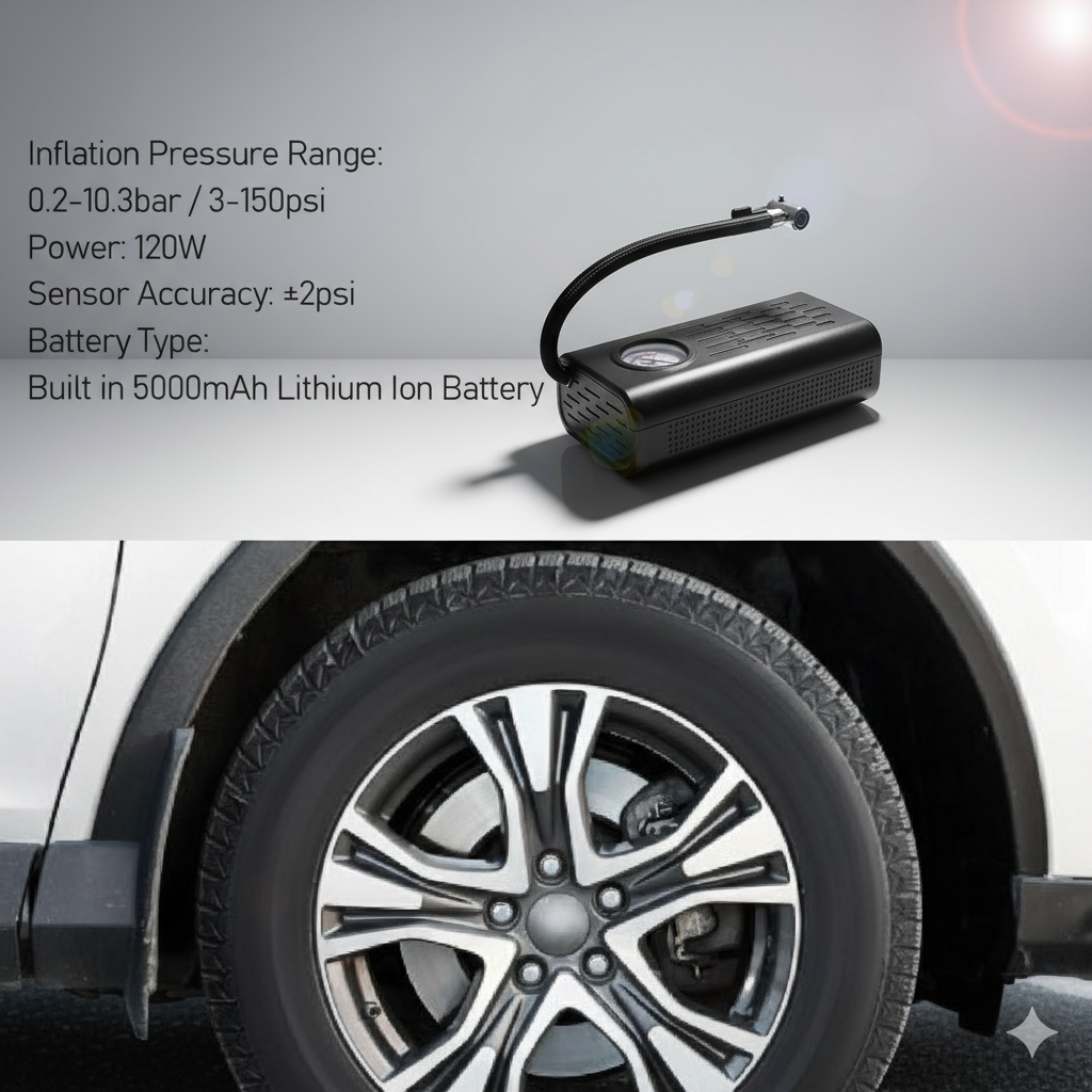 Portable Air Compressor Tire Inflator – Fast, Compact & Easy-to-Use