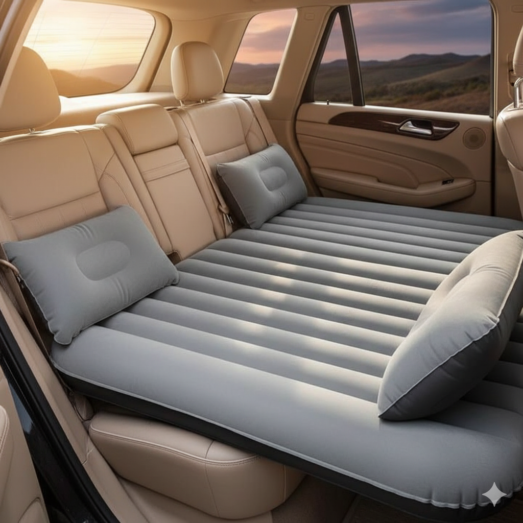 Car Travel Bed Mattress with 2 Inflatable Air Pillows – Portable & Comfortable