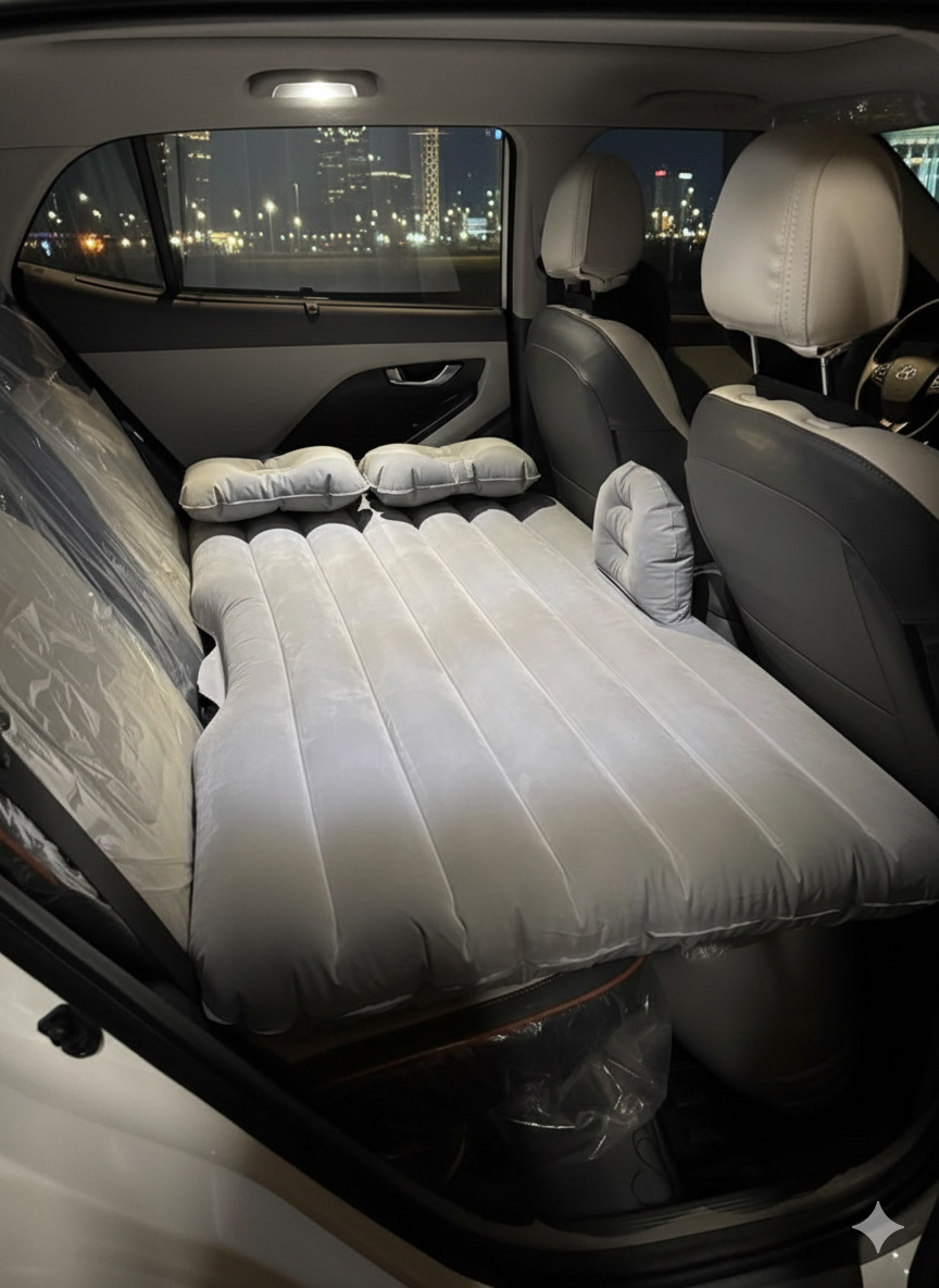 Car Travel Bed Mattress with 2 Inflatable Air Pillows – Portable & Comfortable